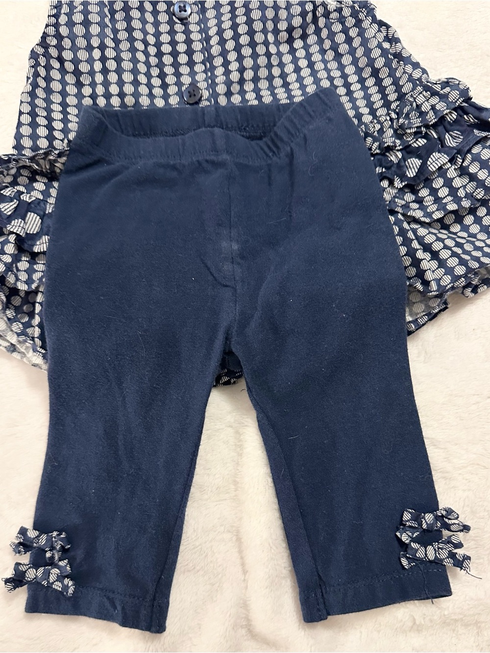 First Impressions Navy Ruffle Hem Leggings